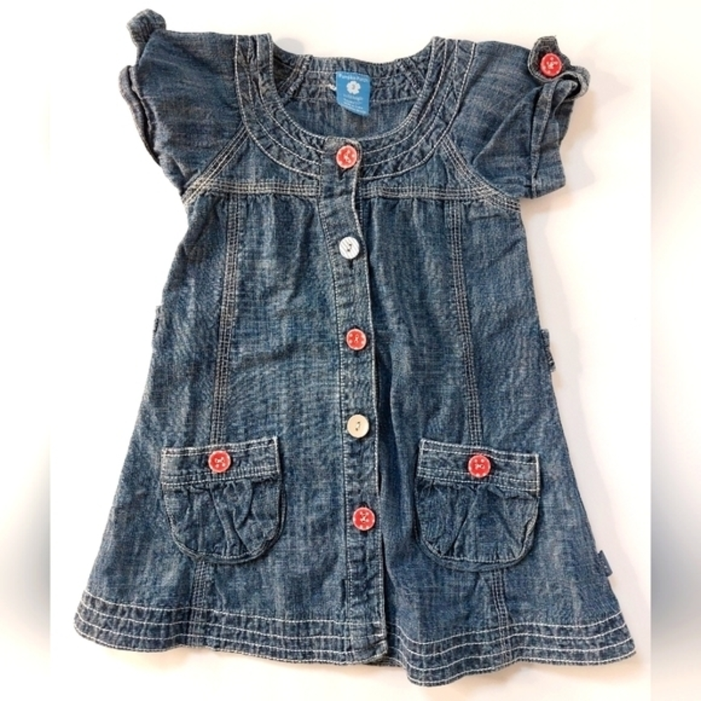 Denim dress red and ‎ Blue Buttons Pumpkin Patch Patrotic Size 3T
